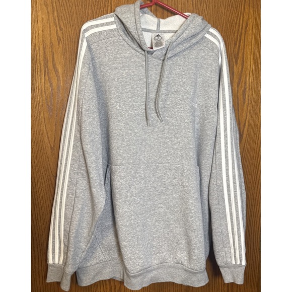 Adidas Men's 2XL‎ Gray 3‑Stripe Pullover Hoodie Sweatshirt Made in Vietnam - Picture 1 of 5